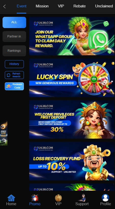 User login screen